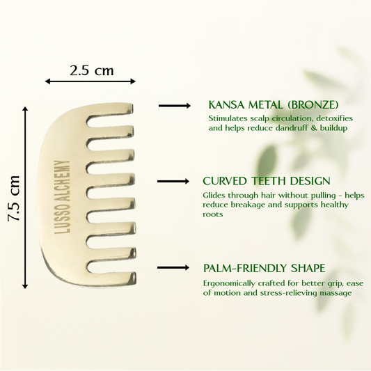 Rebirth 7-in-1 Ayurvedic Hair & Scalp Serum & Kansa Comb Set | Bakuchiol, Rosemary & Seabuckthorn | Hair Care & Scalp Massage