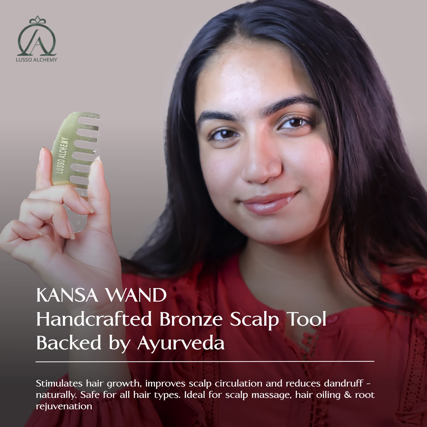 Kansa Comb | Handcrafted Bronze Scalp Massage Tool for Hair Growth, Hair Fall Control, Stronger Roots & Healthy Scalp