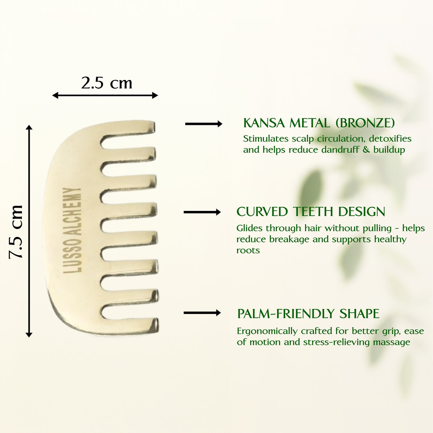 Kansa Comb | Handcrafted Bronze Scalp Massage Tool for Hair Growth, Hair Fall Control, Stronger Roots & Healthy Scalp
