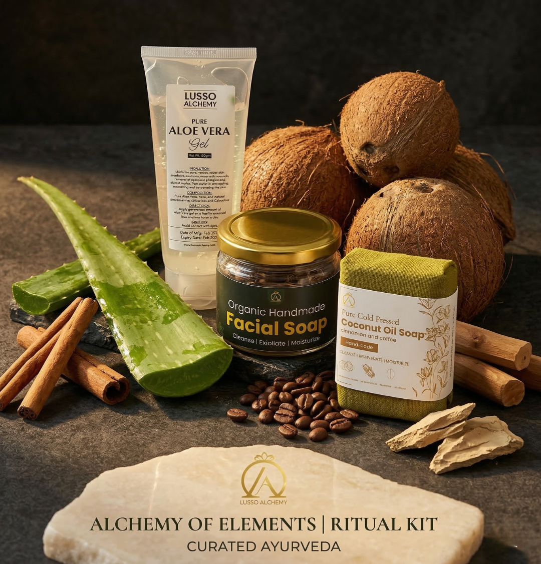 Lusso Alchemy: Ayurvedic Glow Combo | The Complete Deep Cleanse, Rejuvenate, & Soothe Ritual Kit
