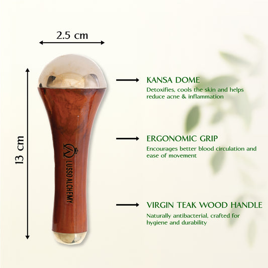 Natural Essence Ayurvedic Bath & Body Massage Oil & Kansa Wand Set | Hempseed, Rosehip & Moringa Oil | Detox & Radiance