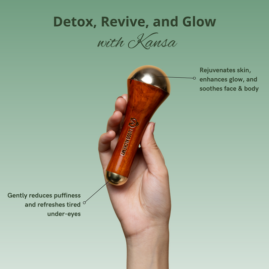 Kansa Wand | Handmade Bronze Face & Body Massage Tool with Teak Wood Handle | Detox, pH Balance & Muscle Relaxation