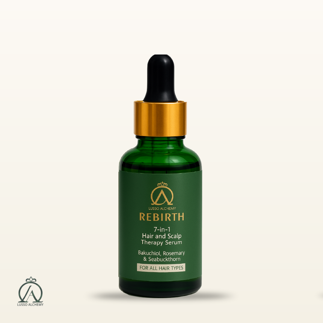 Rebirth 7-in-1 Ayurvedic Hair & Scalp Therapy Serum | Bakuchiol, Rosemary & Seabuckthorn | Non-Greasy, Deeply Nourishing, Hair Growth, Hair Fall Control