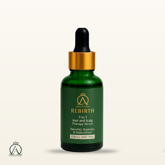 Rebirth 7-in-1 Ayurvedic Hair & Scalp Therapy Serum | Bakuchiol, Rosemary & Seabuckthorn | Non-Greasy, Deeply Nourishing, Hair Growth, Hair Fall Control