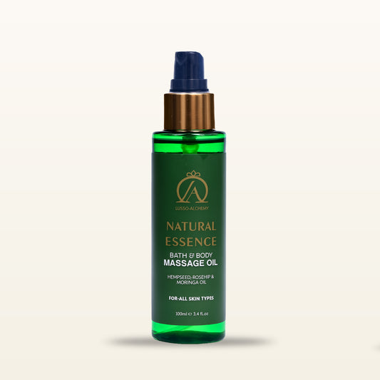 Natural Essence Ayurvedic Bath & Body Massage Oil | Hempseed, Rosehip & Moringa Oil | Non-Greasy, Rejuvenating, Healthy Smooth Skin