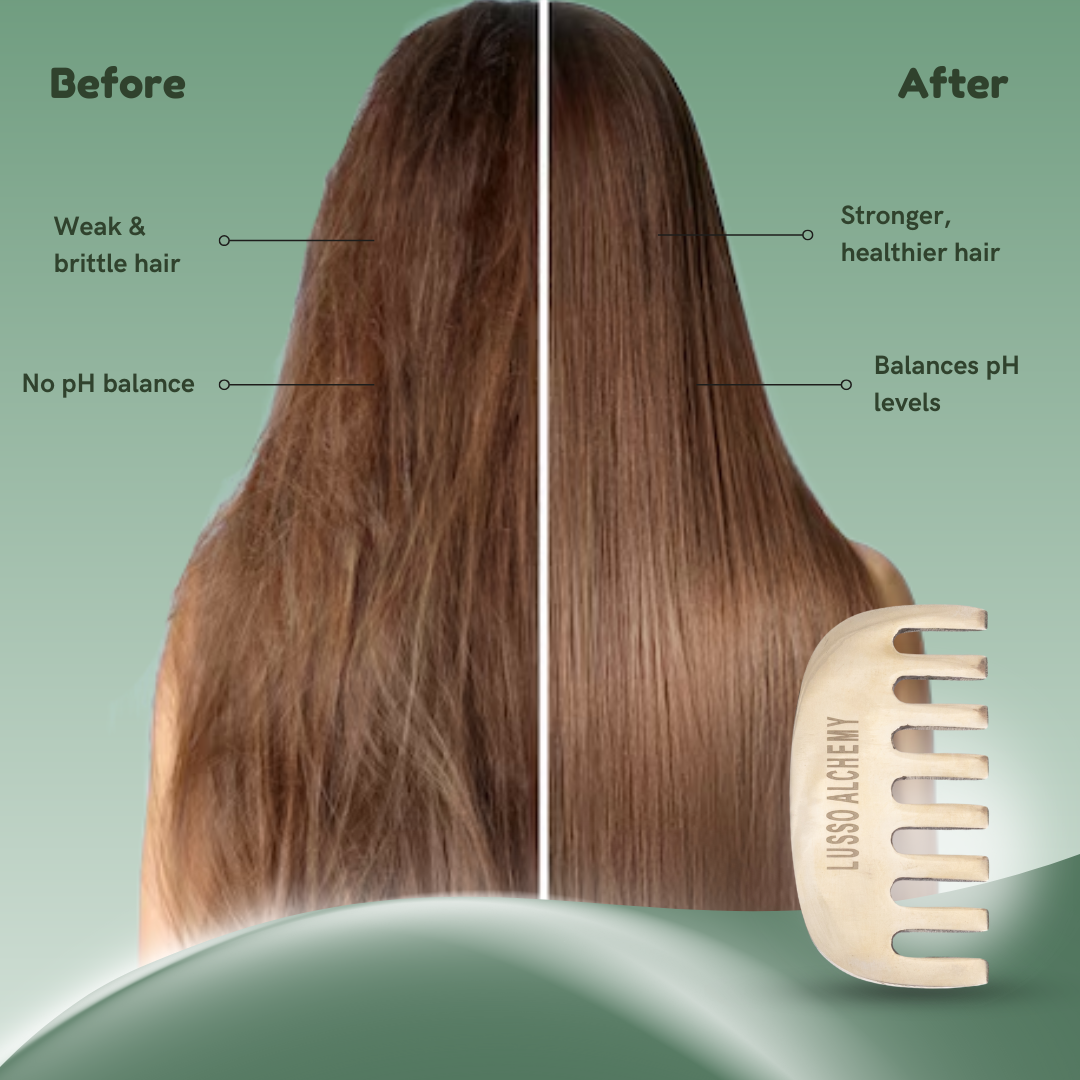 Rebirth 7-in-1 Ayurvedic Hair & Scalp Serum & Kansa Comb Set | Bakuchiol, Rosemary & Seabuckthorn | Hair Care & Scalp Massage