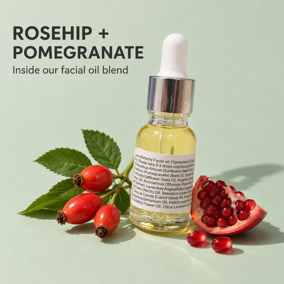 Pigmentation & Acne-Prone Skin Facial Oil – Rosehip, Pomegranate & Argan | Lightweight Glow & Skin-Balancing Face Oil