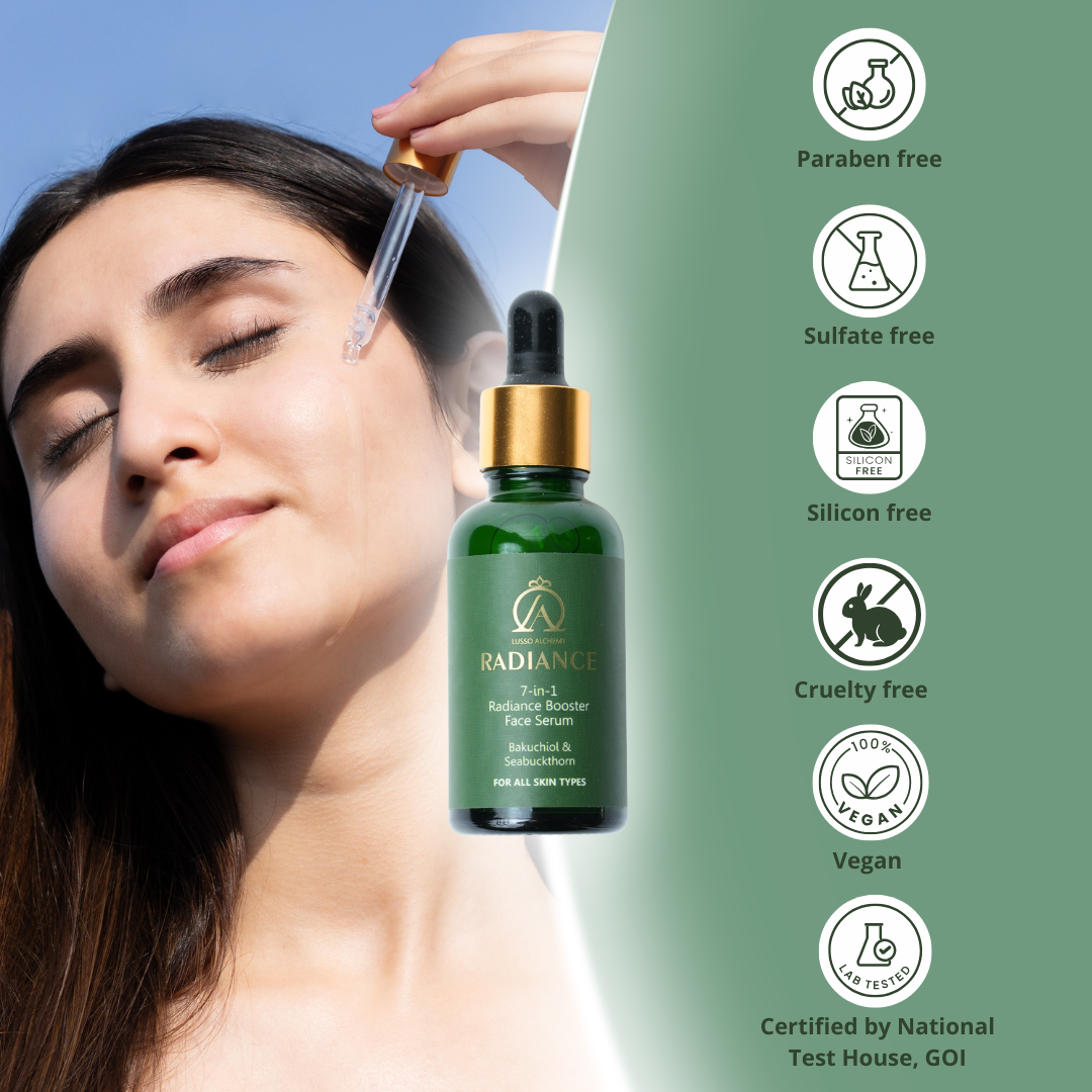 Radiance 7-in-1 Ayurvedic Face Serum | Bakuchiol & Seabuckthorn | Anti-aging, Glowing, Hydrated skin