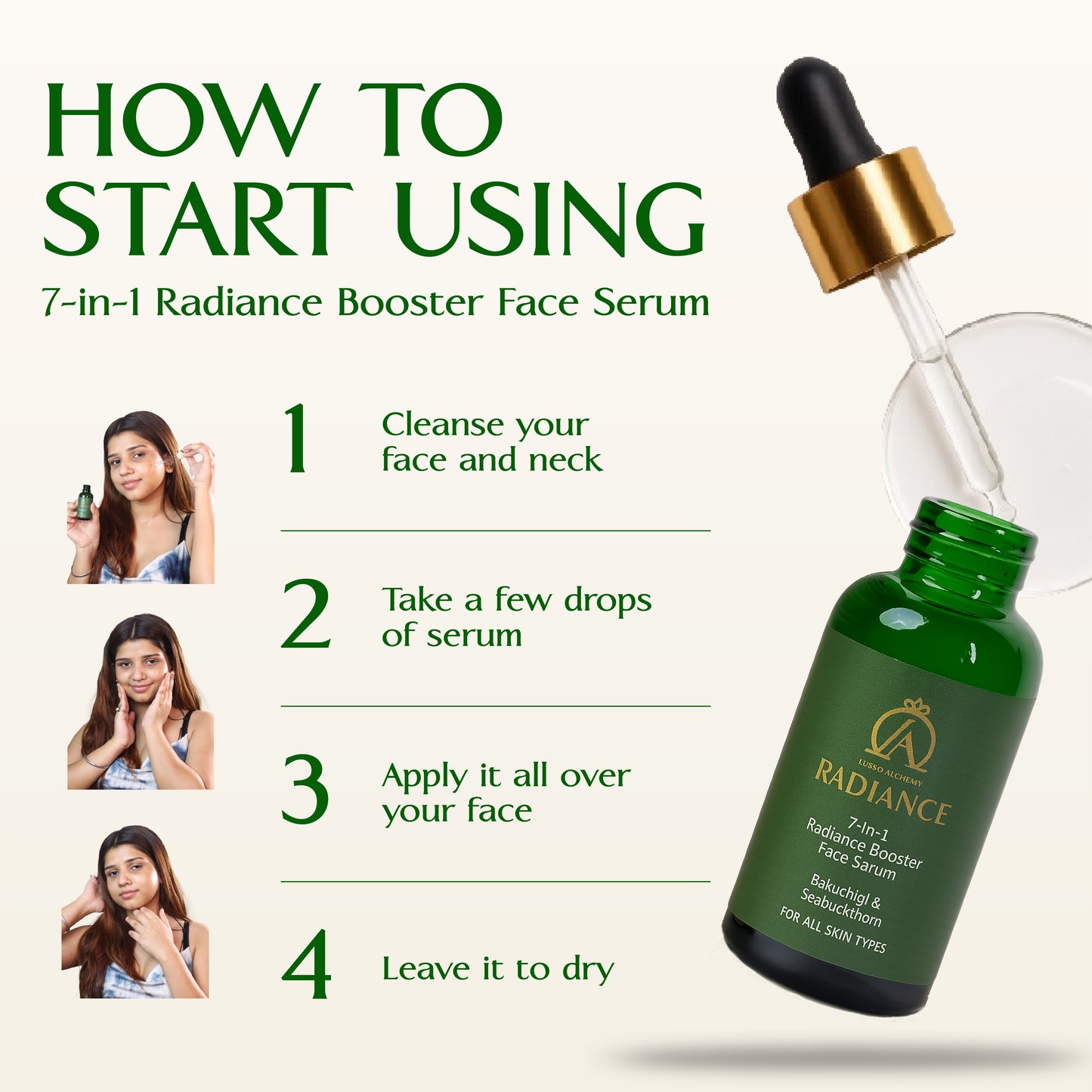 Radiance 7-in-1 Ayurvedic Face Serum | Bakuchiol & Seabuckthorn | Anti-aging, Glowing, Hydrated skin
