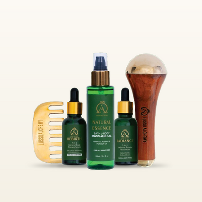 Ultimate Ayurvedic Self-Care Set | Bakuchiol, Rosemary, Seabuckthorn, Rosehip & Moringa Oil | Complete Skin & Hair Care