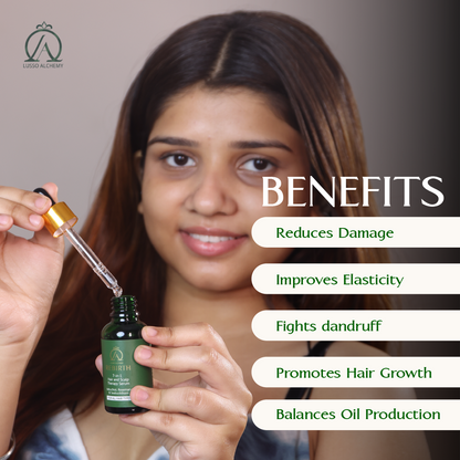 Rebirth 7-in-1 Ayurvedic Hair & Scalp Serum & Kansa Comb Set | Bakuchiol, Rosemary & Seabuckthorn | Hair Care & Scalp Massage