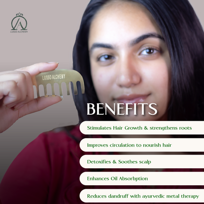 Rebirth 7-in-1 Ayurvedic Hair & Scalp Serum & Kansa Comb Set | Bakuchiol, Rosemary & Seabuckthorn | Hair Care & Scalp Massage