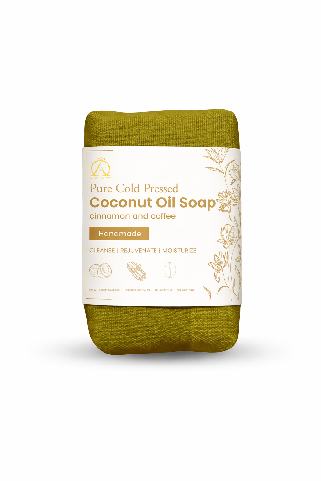 Pure Cold-Pressed Coconut Oil Soap with Cinnamon & Coffee | Handmade Natural Bath Soap
