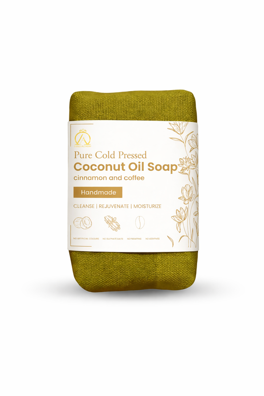 Pure Cold-Pressed Coconut Oil Soap with Cinnamon & Coffee | Handmade Natural Bath Soap