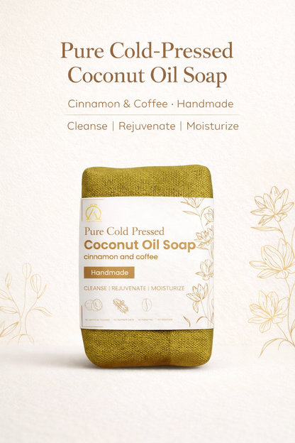 Pure Cold-Pressed Coconut Oil Soap with Cinnamon & Coffee | Handmade Natural Bath Soap