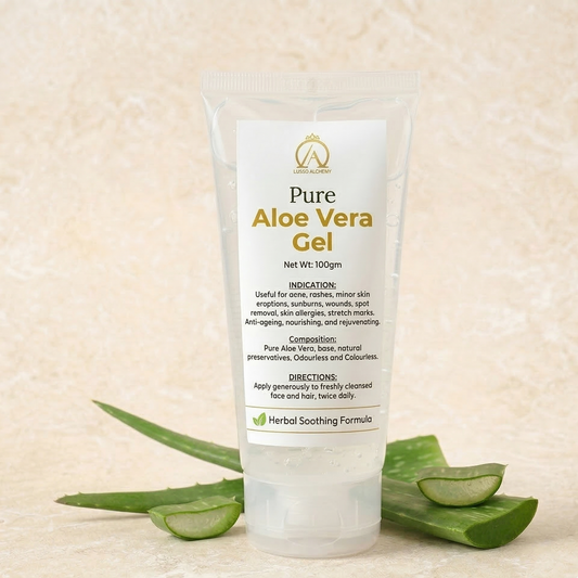 Lusso Alchemy: Pure Aloe Vera Gel | The Ultimate Soothing, Hydrating, & Ayurvedic Ritual (100gm)