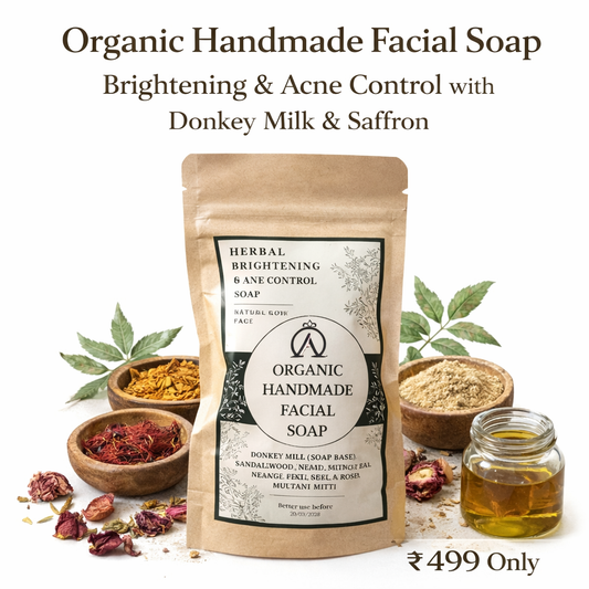 Herbal Brightening & Acne Control Facial Soap with Sandalwood, Neem & Multani Mitti | Natural Glow Face Cleansing Bar