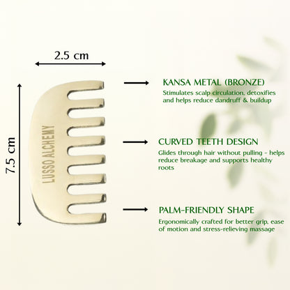 Kansa Comb | Bronze Scalp Massage Tool for Hair Growth & Hair Fall Control