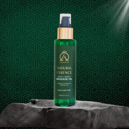 Natural Essence Ayurvedic Bath & Body Massage Oil | Hempseed, Rosehip & Moringa Oil | Non-Greasy, Rejuvenating, Healthy Smooth Skin