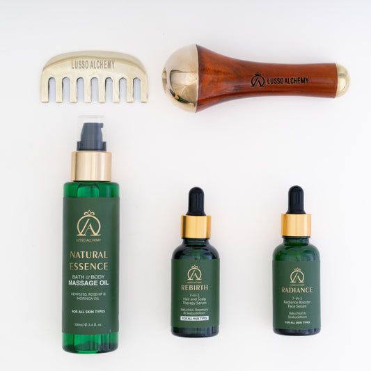 Ultimate Ayurvedic Self-Care Set | Bakuchiol, Rosemary, Seabuckthorn, Rosehip & Moringa Oil | Complete Skin & Hair Care