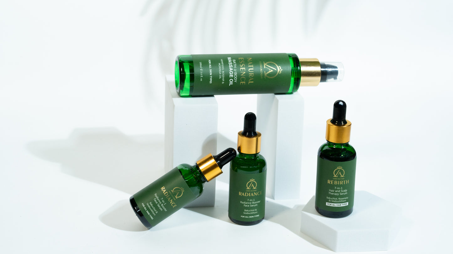 Ultimate Ayurvedic Self-Care Set | Bakuchiol, Rosemary, Seabuckthorn, Rosehip & Moringa Oil | Complete Skin & Hair Care