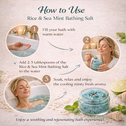 Rice & Sea Mint Bathing Salt (Ocean Sea Breeze) | Cooling & Refreshing Bath Soak