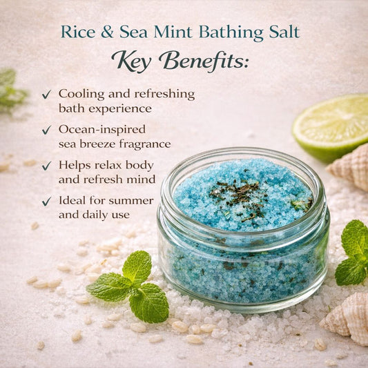 Rice & Sea Mint Bathing Salt (Ocean Sea Breeze) | Cooling & Refreshing Bath Soak