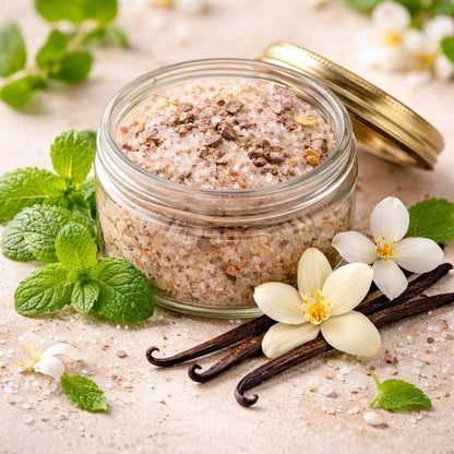 Peppermint, Jasmine & Vanilla Bathing Salt | Relaxing & Refreshing Aromatherapy Bath Soak