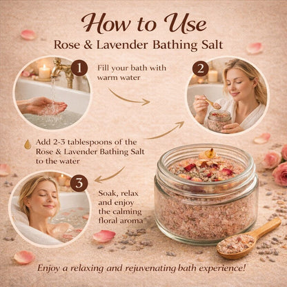 Rose & Lavender Bathing Salt | Calming & Relaxing Floral Bath Soak