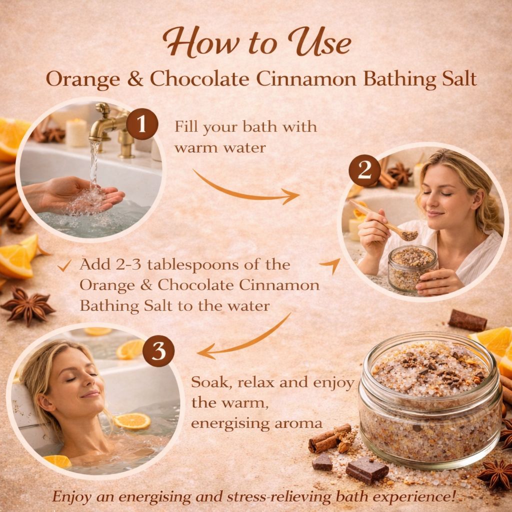 Orange & Chocolate Cinnamon Bathing Salt | Energising & Mood-Boosting Bath Soak