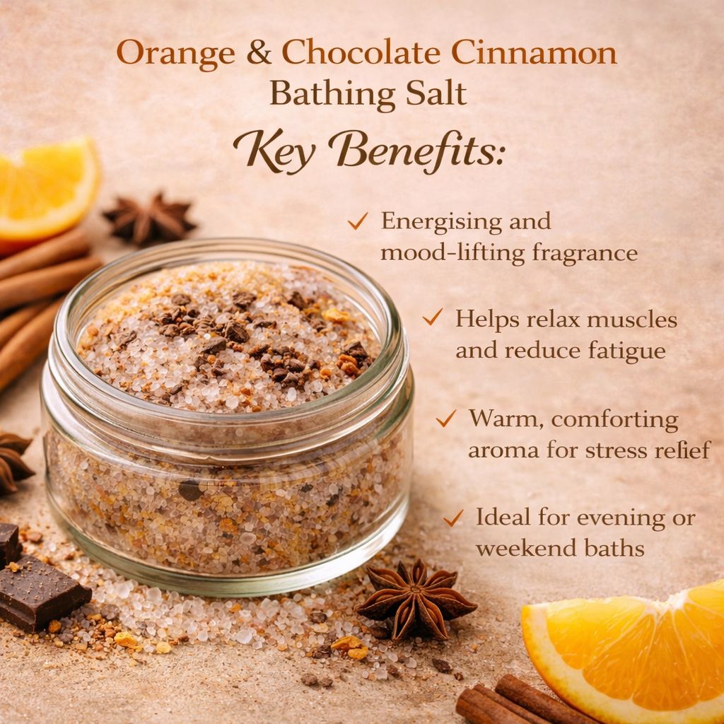 Orange & Chocolate Cinnamon Bathing Salt | Energising & Mood-Boosting Bath Soak