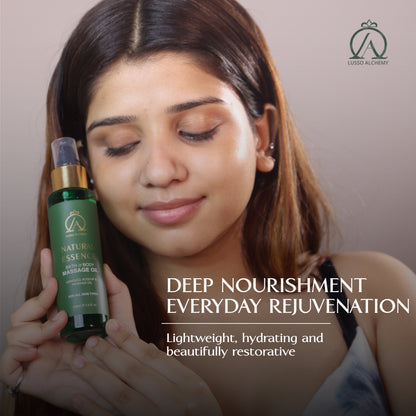 Natural Essence Bath & Body Massage Oil & Kansa Wand Set